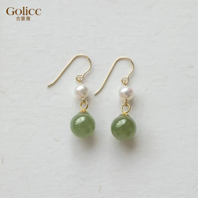 【Gulicc 古莉可】溫潤玉石氣質耳環(99購物節 生日 飾品 耳釘 耳飾 耳墜 禮物)