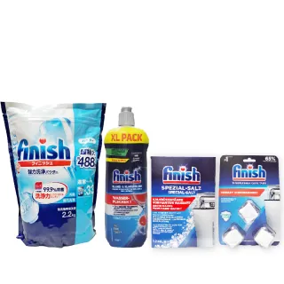 【FINISH】2.2kg洗碗粉+800ml光潔劑+1.2kg軟化鹽+3顆洗碗機體錠(平輸品)