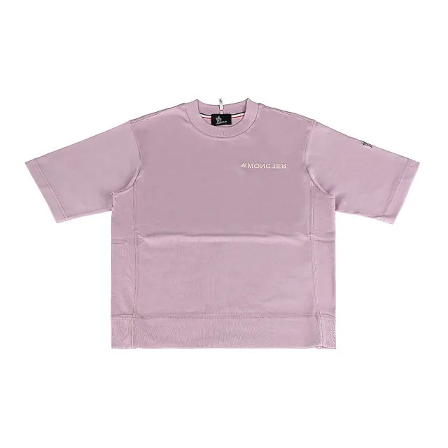 【MONCLER】MONCLER Grenoble顛倒橡膠LOGO純棉短袖T恤(女款/紫粉)