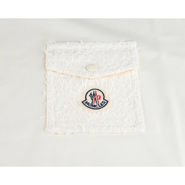 【MONCLER】MONCLER布章LOGO胸前口袋純棉短袖T恤(女款/白)