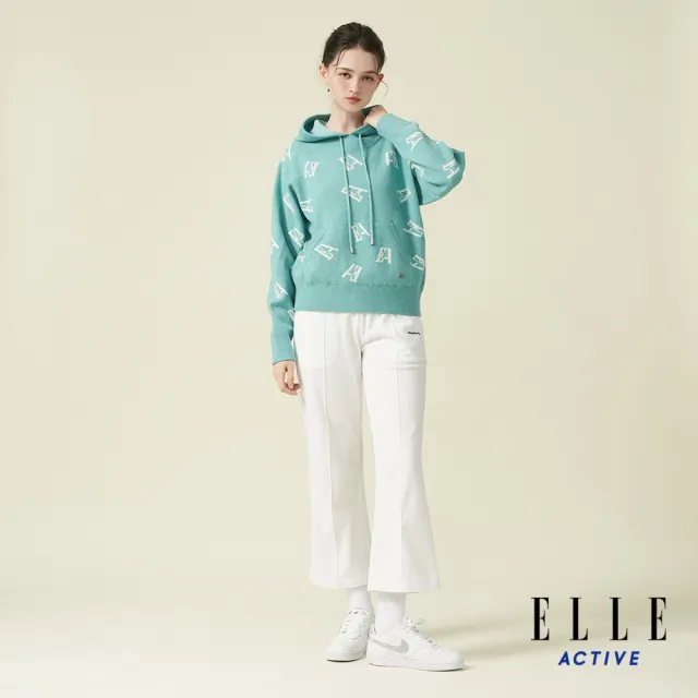 【ELLE ACTIVE】女款 針織連帽長袖上衣-湖水綠色(EA24A2W5403-42)