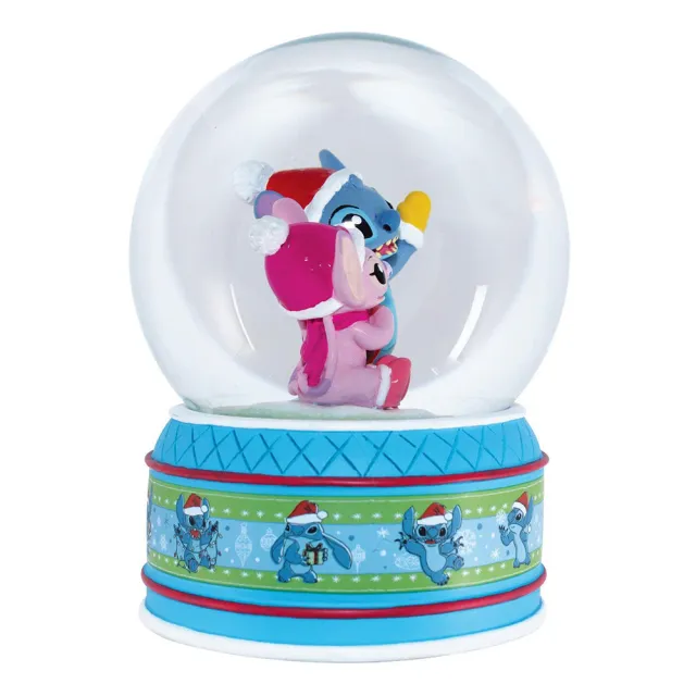 【Enesco】精品家飾 Disney 迪士尼 星際寶貝 史迪奇和安琪聖誕水晶球居家擺飾