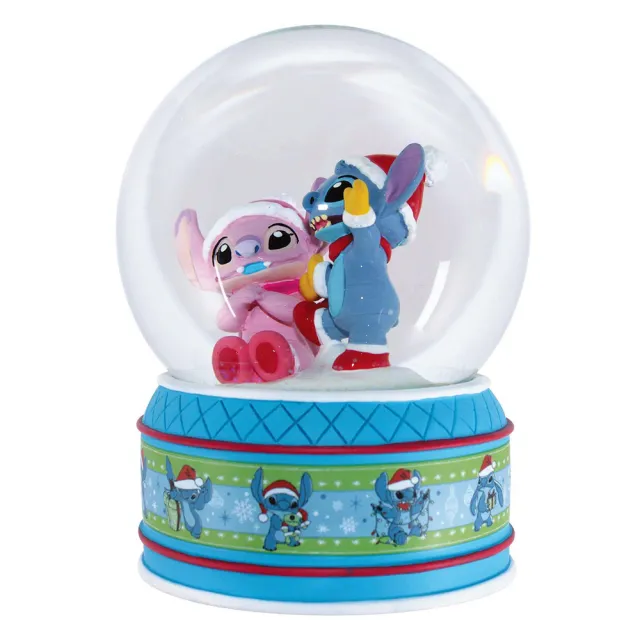 【Enesco】精品家飾 Disney 迪士尼 星際寶貝 史迪奇和安琪聖誕水晶球居家擺飾