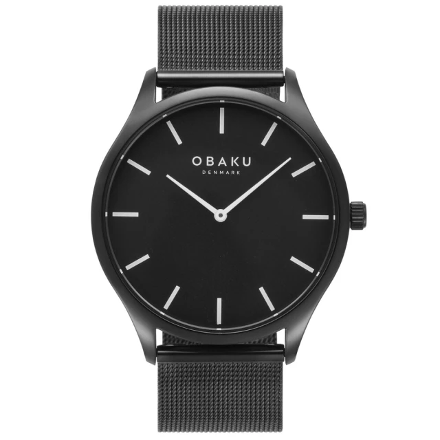OBAKU 簡約元素百搭時尚腕錶-黑(V260LXBBMB)