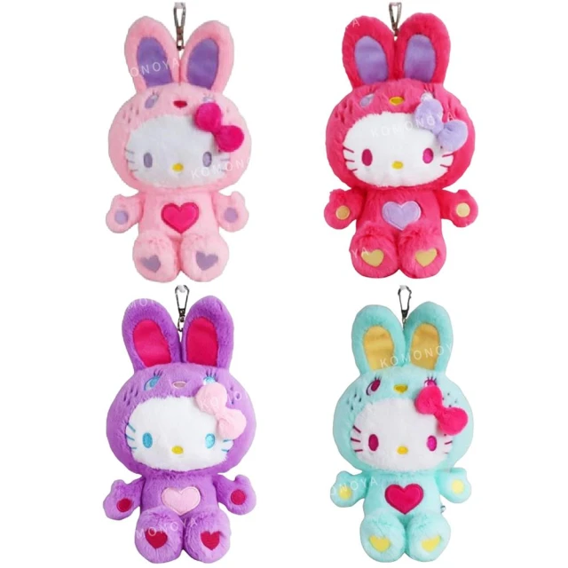 小禮堂 Sanrio 三麗鷗 Hello Kitty 絨毛玩偶吊飾 - 兔子裝款(平輸品)