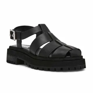 【steve madden】MARKET 羅馬寬帶厚底涼鞋(黑色)