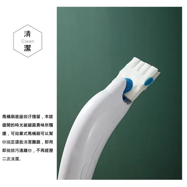 【茉家】壁掛立式雙款拋棄式清潔劑刷頭馬桶刷-1入(附刷頭補充包2包)
