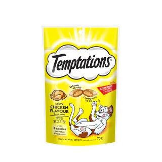 即期品【Temptations喵愛餡】貓點心 火烤嫩雞口味 75g*5入(寵物/貓零食/貓食)