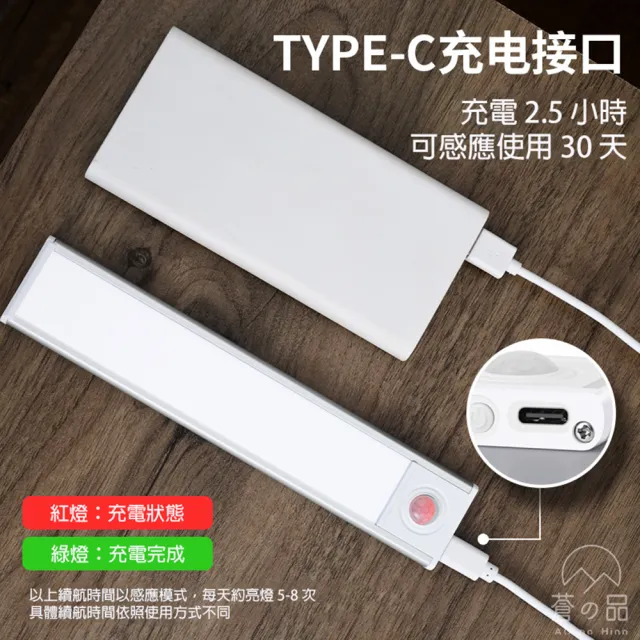 【蒼之品】超薄感應燈 40cm(感應燈 磁吸燈 可調光感應燈 磁吸式感應燈 走廊燈 人體感應燈  USB充電)