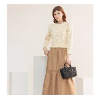 【IRIS 艾莉詩】耀亮條紋細褶長裙-2色(46238)