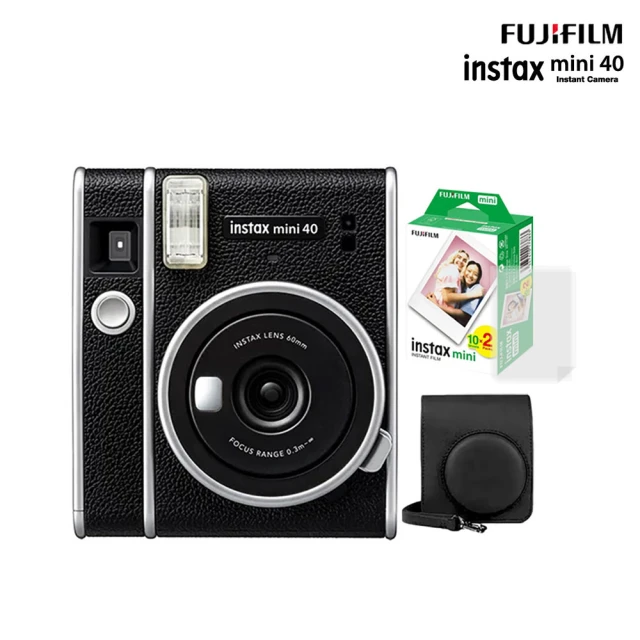 FUJIFILM 富士 instax mini 40 拍立得相機 原廠公司貨(皮套20張底片透明保護套20入組合)