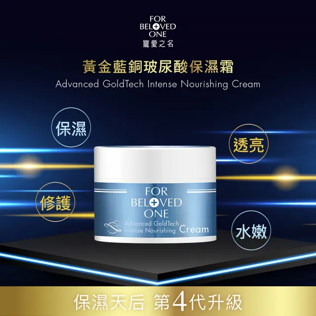 【For Beloved One 寵愛之名】黃金藍銅玻尿酸保濕霜30ml 買一送一(藍銅胜/保濕乳霜/好吸收)