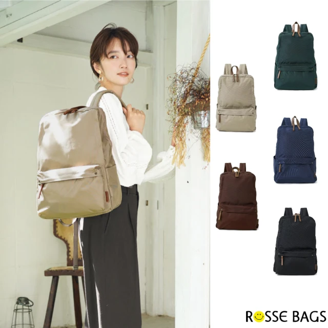 Rosse Bags 男女款日系防潑水尼龍旅行包 後背包(藍色／黑色／米色／棕色／墨綠色)