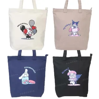 【小禮堂】雙11 Sanrio 三麗鷗 棉質直式肩背袋 - 遮臉款 Kitty 大耳狗 酷洛米(平輸品)