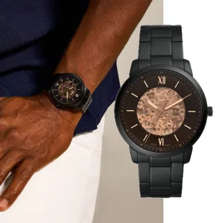 【FOSSIL 官方旗艦館】Neutra 深棕色鏤空錶盤自動機械 不鏽鋼錶帶 手錶 44mm ME3183【618 限定價】
