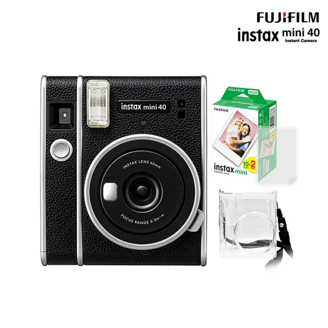 FUJIFILM 富士 instax mini 40 拍立得相機 原廠公司貨(水晶殼20張底片透明保護套20入組合)