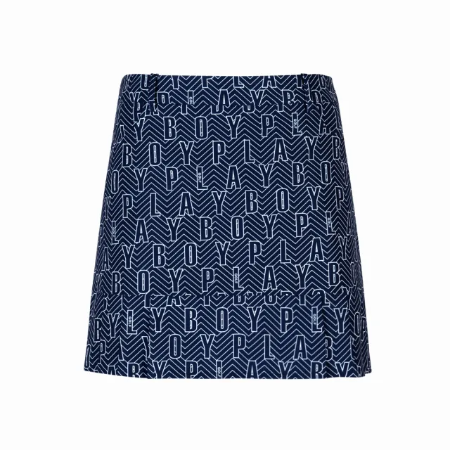 【PLAYBOY GOLF】女款字母幾何線條抗UV高爾夫短裙-深藍(吸濕排汗/高彈力/GOLF/高爾夫短裙/KD24211-58)