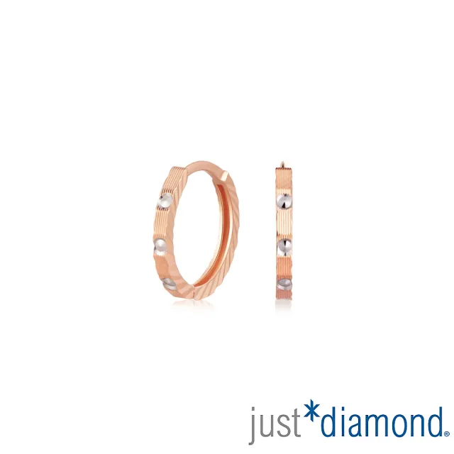 【Just Diamond】鎮金店 條紋印記 18K玫瑰金耳環(網路限定)