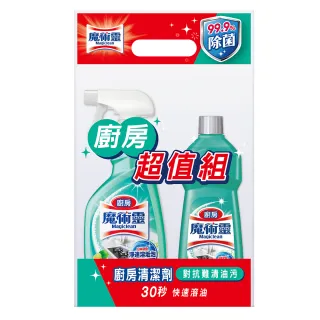 【魔術靈】廚房清潔劑限量超值組-萊姆香(噴槍瓶500ML+更替瓶500ML)