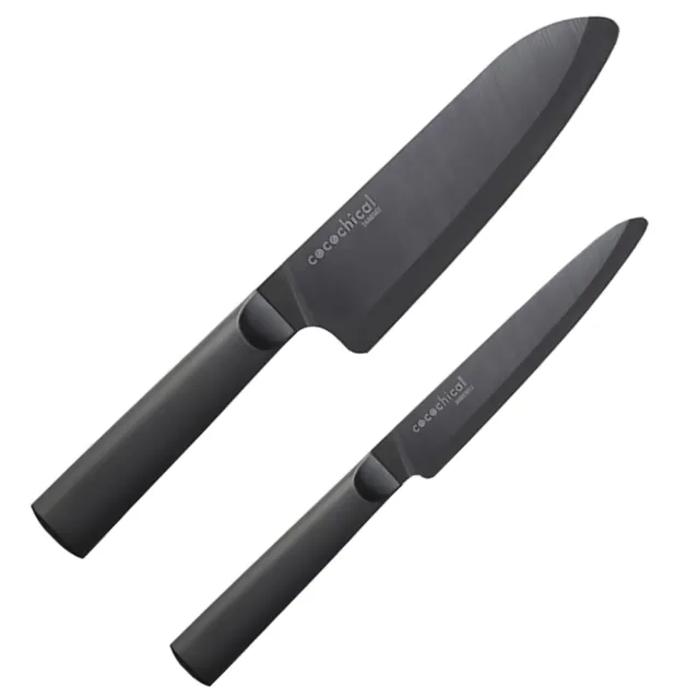 【KYOCERA 京瓷】日本進口黑刃陶瓷刀禮盒雙刀組-11+16cm(三德刀/料理刀/水果刀)