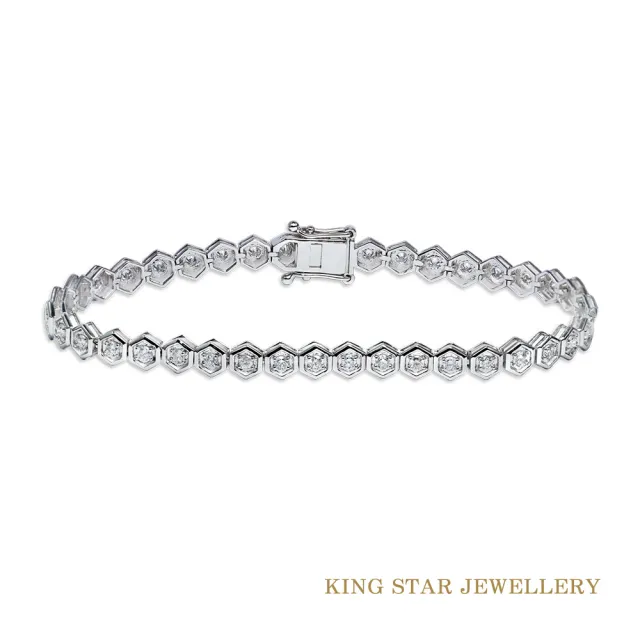 【King Star】滿鑽一克拉 天然鑽石手鍊 無色等級 蜂巢