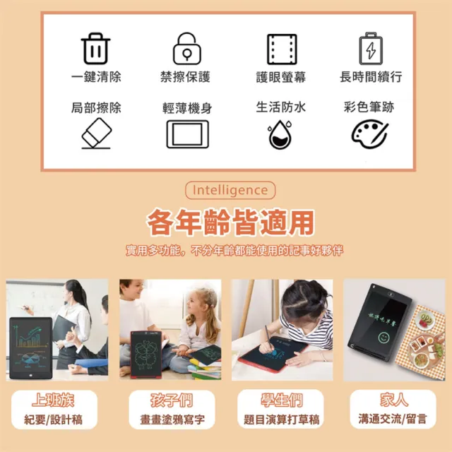 兒童12吋液晶手寫板(兒童畫板 塗鴉板 早教 磁性畫板 寫字板 幼兒教具 聖誕禮物)