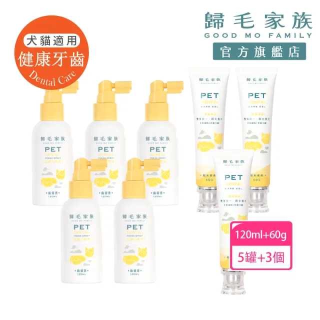 【GOODMO 歸毛家族】全方位牙周修護組合 齒留香噴液 護齒凝膠 潔牙套(貓狗刷牙/口腔清潔/去口臭/牙垢)（其他規格）