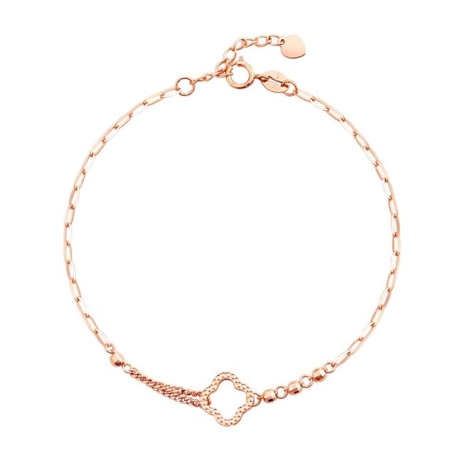 【Just Diamond】鎮金店 四葉祝福 18K玫瑰金手鍊(網路限定)