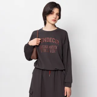 【I’Care 依卡】出清品｜美式太空棉灰色運動大學T（M-L）｜女T恤 大學T 女休閒上衣(510-11411)