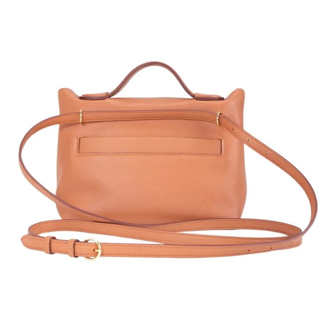 【Hermes 愛馬仕】24/24 21 mini Evercolor和Swift小牛皮肩背包(金棕金釦)