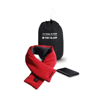 【TOBY BLACK】多功能發熱舒敷圍巾/發熱眼罩/發熱枕禮盒旗鑑組_羅馬紅(館長推薦-附耐熱收納袋+行動電源)