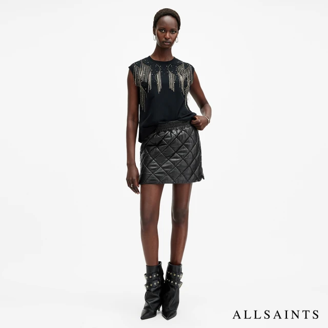 ALLSAINTS OTTIE 格紋衍縫羊皮短裙 W031RB(常規版型)