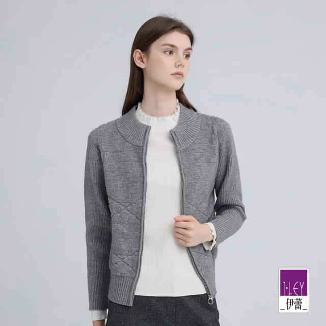 FREE 喀什米爾草木染V領花紋長袖羊絨衫(天空藍/淺紫) 