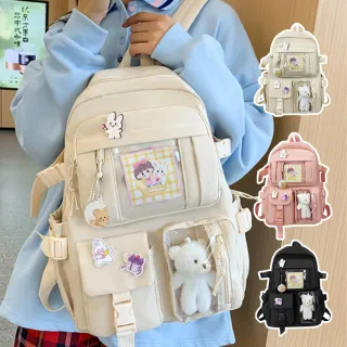 【MVJI】多功能百搭後背包 休閒旅行大容量雙肩包 清新可愛男女學生書包 通勤包 電腦包 手提包(開學用品)