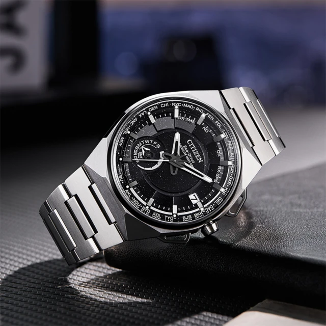 CITIZEN 星辰 Satellite Wave「F100」10週年 GPS定位對時 鈦金屬腕錶-45.4mm 黑(CC3097-52E)