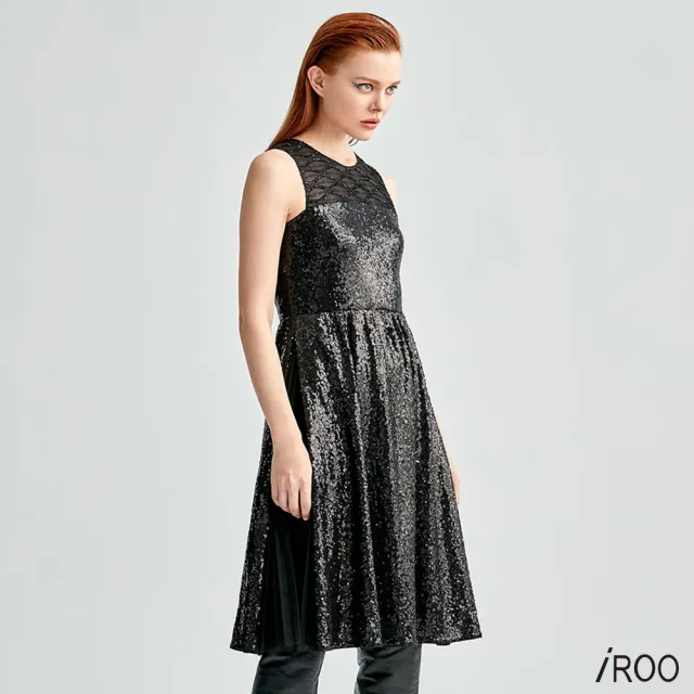 【iROO】光澤亮片晚禮服洋裝
