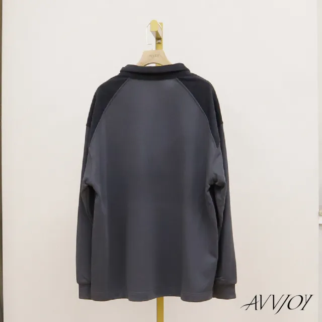 【AVVJOY 艾薇卓爾】燈芯絨拼接衛衣(上衣 長袖 襯衫 女襯衫 襯衫長版 寬鬆襯衫 長袖襯衫 G52327-2025)
