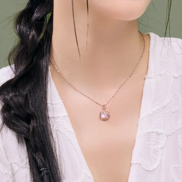 【Just Diamond】鎮金店 18K玫瑰金 三麗鷗 甜粉萌魅-Kitty 鑽石吊墜(不含鍊)