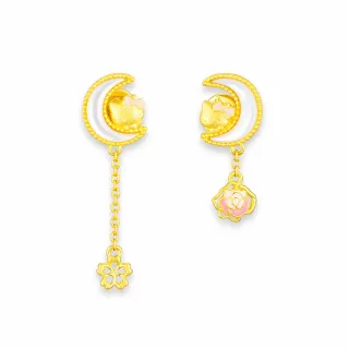 【Just Gold 鎮金店】Hello Kitty 薔薇月戀 黃金耳環