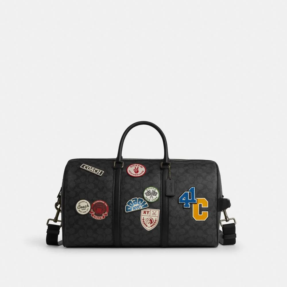 COACH】蔻馳官方直營VENTURER經典Logo貼飾手袋-青銅色硬體/炭