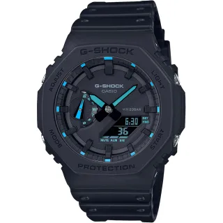 【CASIO 卡西歐】G-SHOCK 八角防護構造雙顯手錶 新年 禮物(GA-2100-1A2/速)