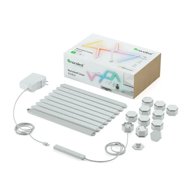 【Nanoleaf】Lines 造型組合-智能星座燈9條組+3條擴充組(RGB LED 觸控 音樂 氣氛燈 LED燈 像素燈)