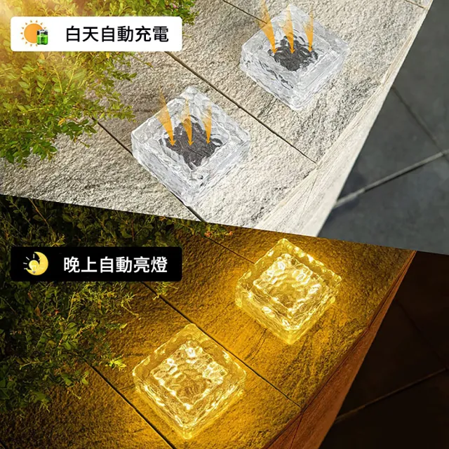 【媽媽咪呀】太陽能LED雪花方形冰磚燈-小號(感應燈 裝飾燈 景觀燈 庭院燈 戶外燈 地磚燈 露營燈)