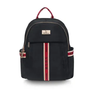 【冰山袋鼠】非常莓好 - 織帶拼接多夾層後背包 - 紅磚黑(8027-KR)