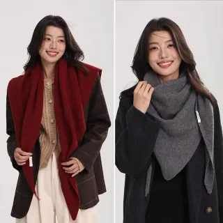 【達賀尊爵】百分百全羊毛安哥拉紅三角圍巾護頸保暖大披肩秋冬新(多色)