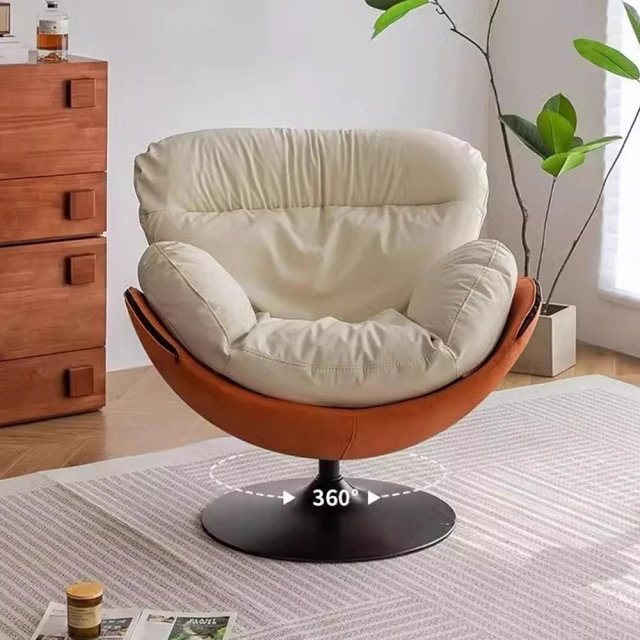 寧樂 北歐單人沙發休閒椅 沙發椅 懶人椅 懶人沙發 旋轉躺椅 逍遙椅 現代沙發(貓抓皮)