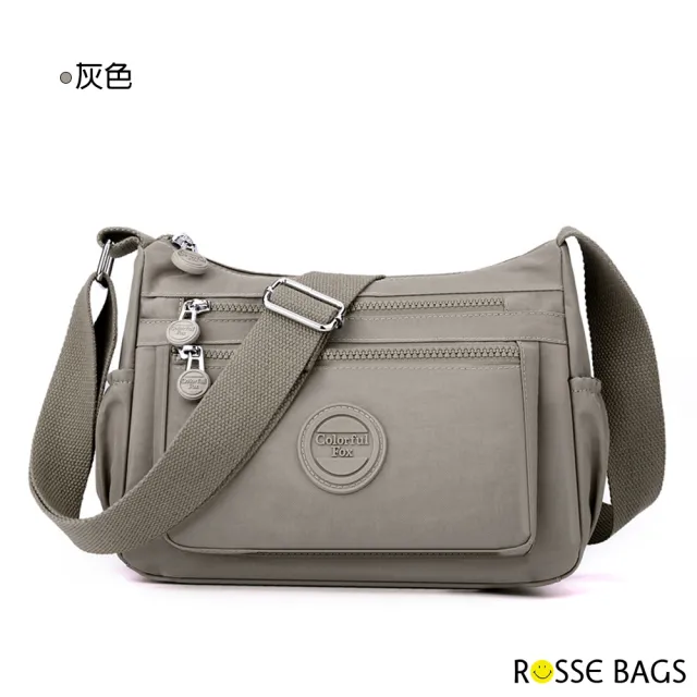 【Rosse Bags】輕便休閒防潑水單肩背包 斜背包(防水包 粉色 / 灰色 / 藍灰色 / 綠色 / 黑色)