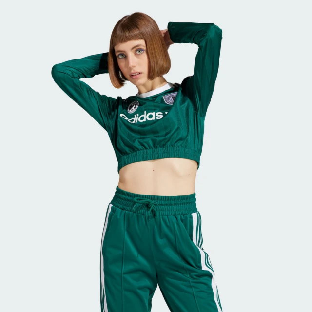 adidas 愛迪達 長袖上衣 女 短版 亞規 SOCCER LS CROP 綠 IR9803