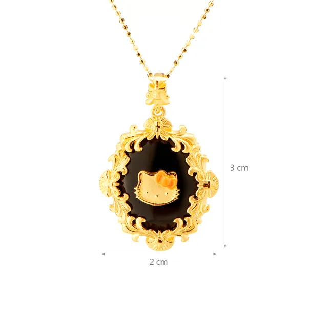 【Just Gold 鎮金店】Hello Kitty Glamour-黑 黃金吊墜(不含鍊)