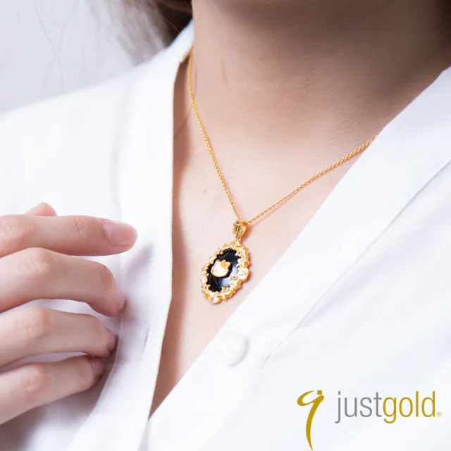【Just Gold 鎮金店】Hello Kitty Glamour-黑 黃金吊墜(不含鍊)